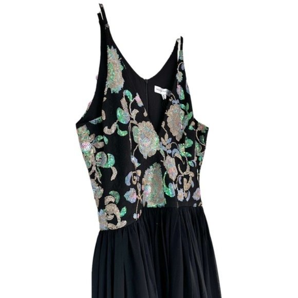 Dress The Population Adriana Sequin Bodice Floral V Neck Gown Size XL NWT - Picture 4 of 12